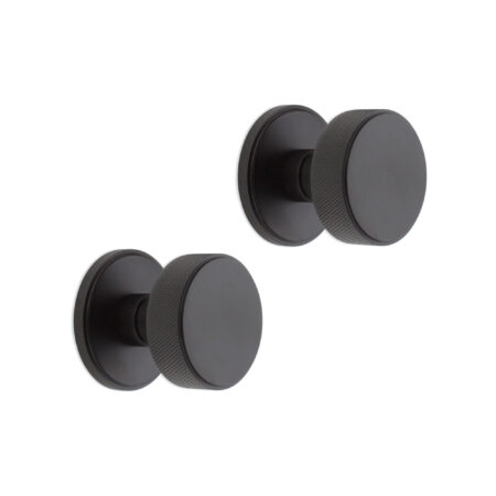 Matt Black Connaught Knurled Door Knob Door Hardware - Image 2