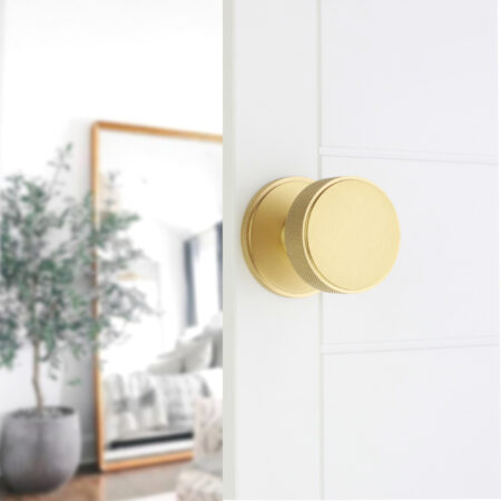 Satin Brass Connaught Knurled Door Knob Door Hardware - Image 3