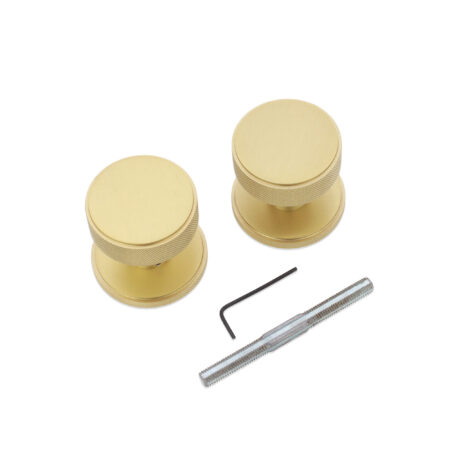 Satin Brass Connaught Knurled Door Knob Door Hardware - Image 4