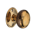 Brass Hammered Cottage Large Mortice/Rim Door Knob Aged Door Hardware