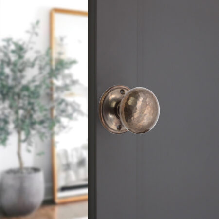 Spira Brass Brass Hammered Cottage Large Mortice/Rim Door Knob Antique Door Hardware - Image 3