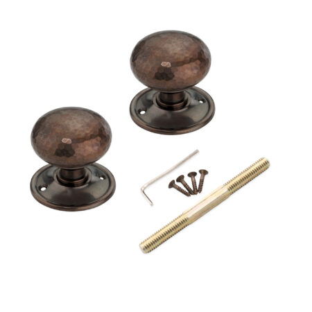 Spira Brass Brass Hammered Cottage Large Mortice/Rim Door Knob Antique Door Hardware - Image 4