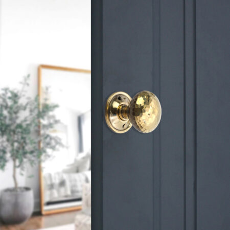 Spira Brass Brass Hammered Mushroom Mortice/Rim Door Knob Aged Door Hardware - Antique Brass - Image 3