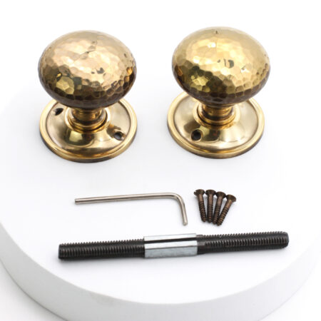 Spira Brass Brass Hammered Mushroom Mortice/Rim Door Knob Aged Door Hardware - Antique Brass - Image 4