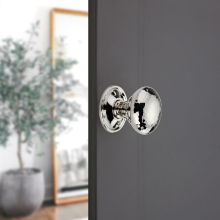 Spira Brass Polished Nickel Hammered Mushroom Mortice/Rim Door Knob Door Hardware - Image 3