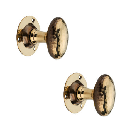 Spira Brass Brass Hammered Oval Mortice Door Knob Aged Door Hardware - Antique Brass - Image 2