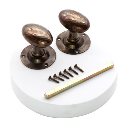 Spira Brass Brass Hammered Oval Mortice Door Knob Antique Door Hardware - Image 4