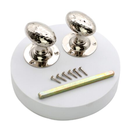 Spira Brass Polished Nickel Hammered Oval Mortice Door Knob Door Hardware - Image 4