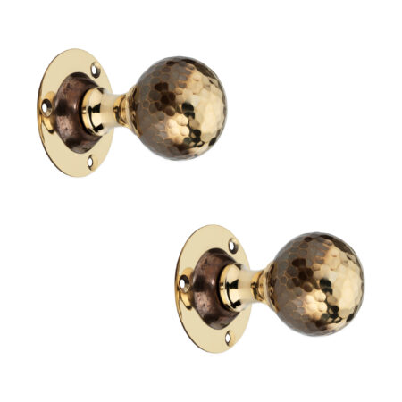 Spira Brass Brass Hammered Ball Mortice Door Knob Aged Door Hardware - Antique Brass - Image 2