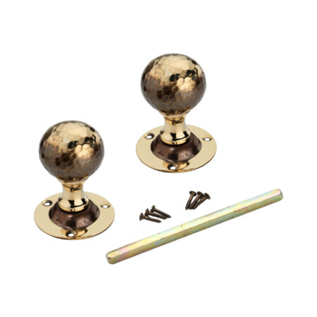 Spira Brass Brass Hammered Ball Mortice Door Knob Aged Door Hardware - Antique Brass - Image 4