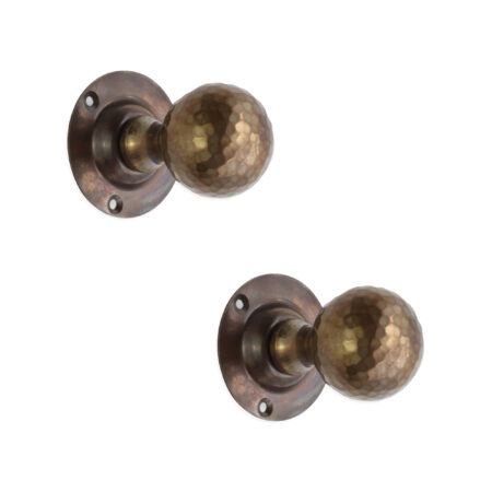 Spira Brass Brass Hammered Ball Mortice Door Knob Antique Door Hardware - Image 2