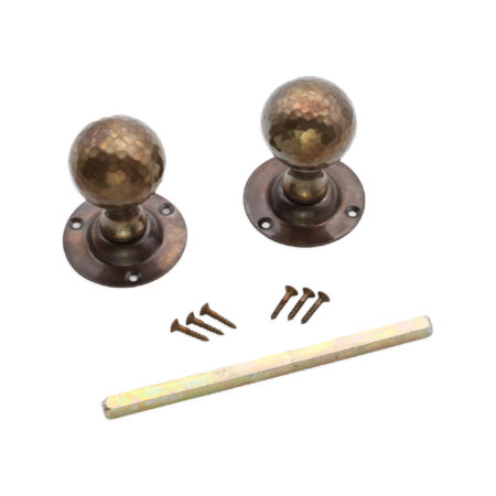 Spira Brass Brass Hammered Ball Mortice Door Knob Antique Door Hardware - Image 4