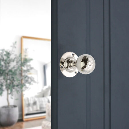 Spira Brass Polished Nickel Hammered Ball Mortice Door Knob Door Hardware - Image 3