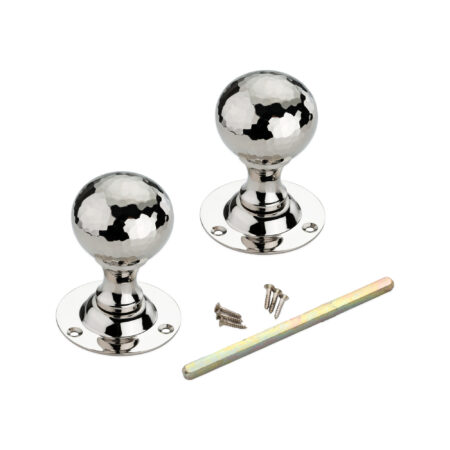 Spira Brass Polished Nickel Hammered Ball Mortice Door Knob Door Hardware - Image 4