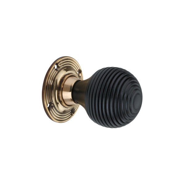 Spira Brass Brass Ebonised Beehive Mortice/Rim Door Knob Aged Door Hardware - Antique Brass