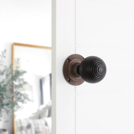 Spira Brass Brass Ebonised Beehive Mortice/Rim Door Knob Matt Antique Door Hardware - Image 3