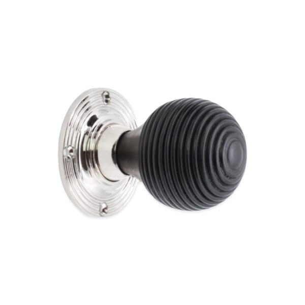 Spira Brass Polished Nickel Ebonised Beehive Mortice/Rim Door Knob Door Hardware