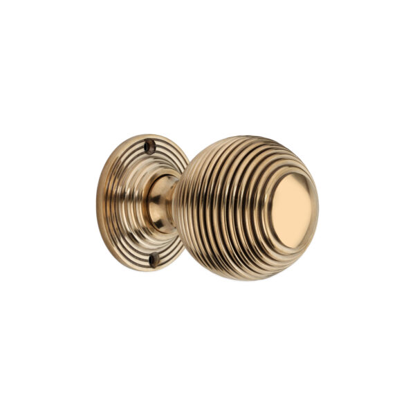 Reeded 60mm Rim/Mortice Door Knob Aged Brass