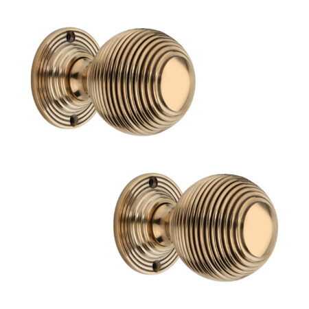 Reeded 60mm Rim/Mortice Door Knob Aged Brass - Image 2