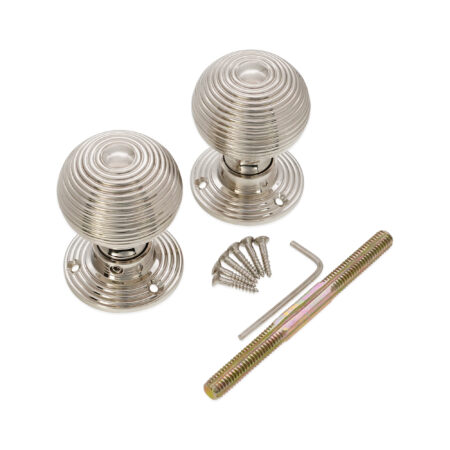Ribbed Rim/Mortice Door Knob Polished Nickel - Image 4