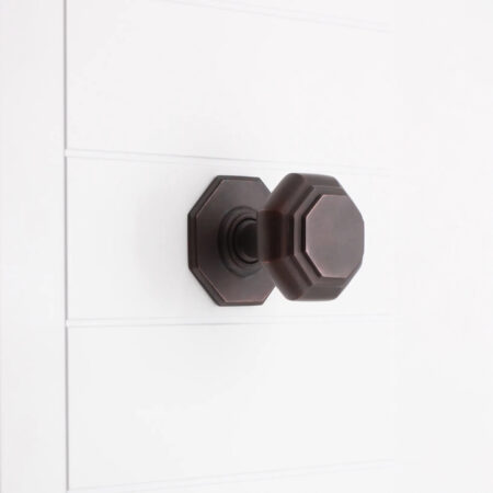 Spira Brass Brass Octagonal Centre Door Knob Aged Bronze Door Hardware - Image 3