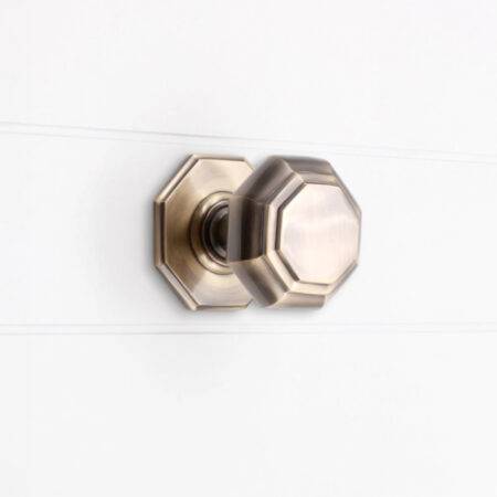 Spira Brass Antique Brass Octagonal Centre Door Knob Door Hardware - Image 3