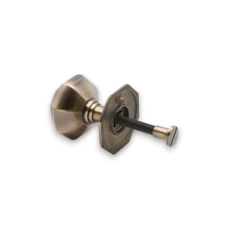 Spira Brass Antique Brass Octagonal Centre Door Knob Door Hardware - Image 4