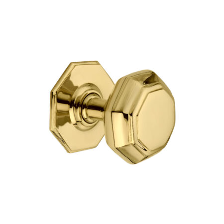 Spira Brass Polished Brass Octagonal Centre Door Knob Door Hardware