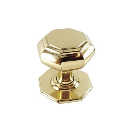 Spira Brass Polished Brass Octagonal Centre Door Knob Door Hardware - Image 2