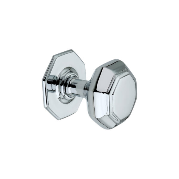 Spira Brass Polished Chrome Octagonal Centre Door Knob Door Hardware