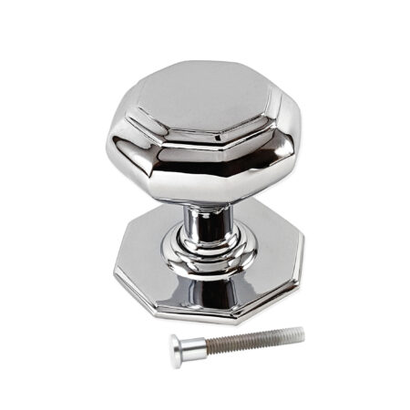 Spira Brass Polished Chrome Octagonal Centre Door Knob Door Hardware - Image 4