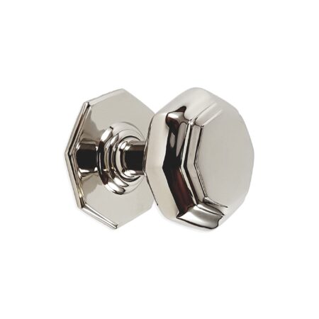 Spira Brass Polished Nickel Octagonal Centre Door Knob Door Hardware - Image 3