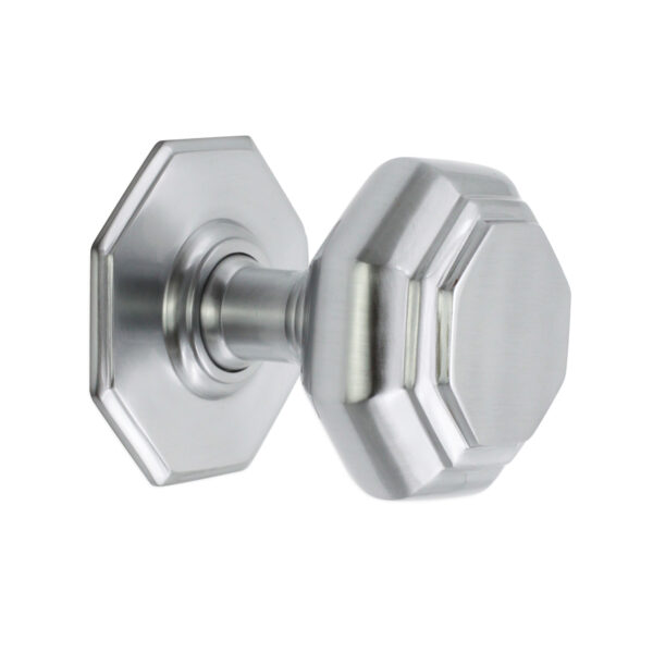 Spira Brass Satin Chrome Octagonal Centre Door Knob Door Hardware