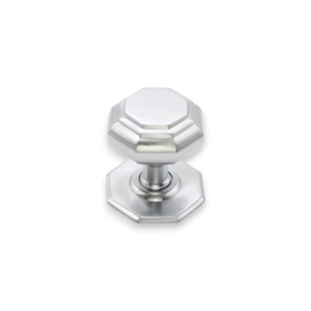 Spira Brass Satin Chrome Octagonal Centre Door Knob Door Hardware - Image 2