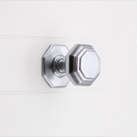 Spira Brass Satin Chrome Octagonal Centre Door Knob Door Hardware - Image 3