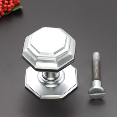 Spira Brass Satin Chrome Octagonal Centre Door Knob Door Hardware - Image 4