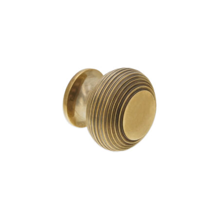 Spira Brass Brass Beehive Large 40mm Cupboard Knob Aged Cabinet Hardware - Antique Brass - Image 2