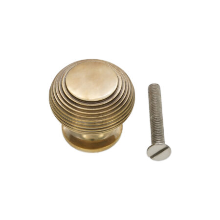 Spira Brass Brass Beehive Large 40mm Cupboard Knob Aged Cabinet Hardware - Antique Brass - Image 4