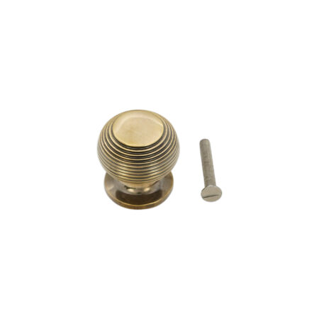 Spira Brass Brass Beehive Small 30mm Cupboard Knob Aged Cabinet Hardware - Antique Brass - Image 4