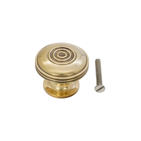 Spira Brass Brass Bloxwich Large 40mm Cupboard Knob Aged Cabinet Hardware - Antique Brass - Image 4