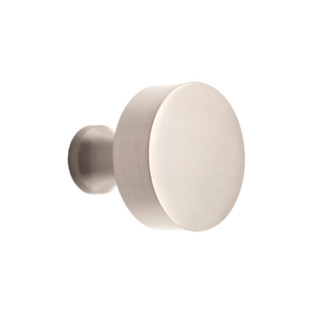 Spira Brass Brass Round Cupboard Knob Satin Silver Cabinet Hardware - Stainless Steel