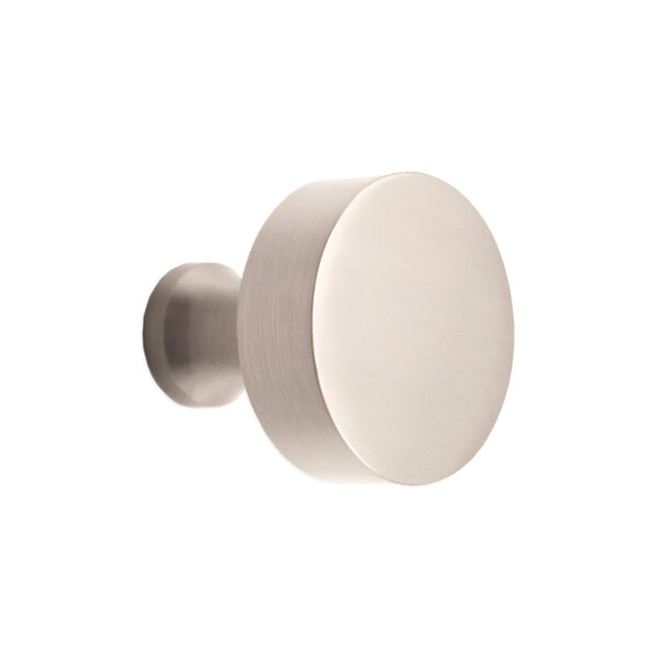 Spira Brass Brass Round Cupboard Knob Satin Silver Cabinet Hardware - Stainless Steel