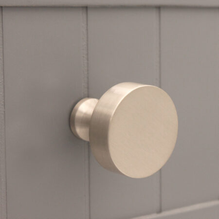 Spira Brass Brass Round Cupboard Knob Satin Silver Cabinet Hardware - Stainless Steel - Image 2