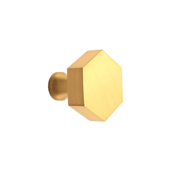 Spira Brass Satin Brass Hexagonal Cupboard Knob Cabinet Hardware