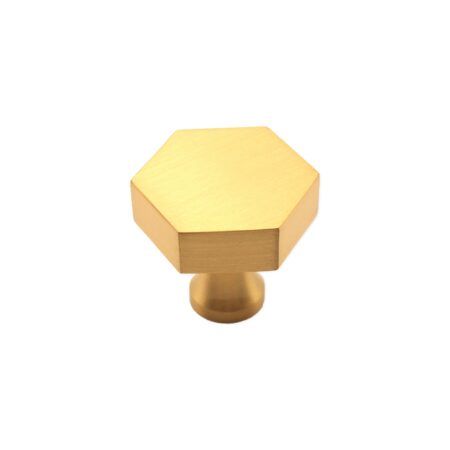 Spira Brass Satin Brass Hexagonal Cupboard Knob Cabinet Hardware - Image 2