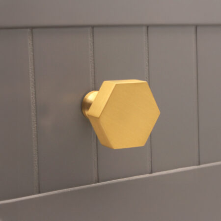 Spira Brass Satin Brass Hexagonal Cupboard Knob Cabinet Hardware - Image 3