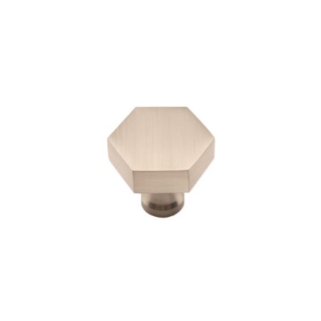 Spira Brass Brass Hexagonal Cupboard Knob Satin Silver Cabinet Hardware - Stainless Steel - Image 2