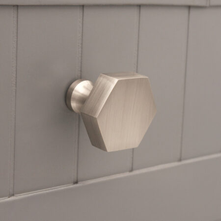Spira Brass Brass Hexagonal Cupboard Knob Satin Silver Cabinet Hardware - Stainless Steel - Image 3
