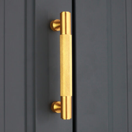 Spira Brass Satin Brass Knurled Bar Handles Large Door Hardware - Image 3