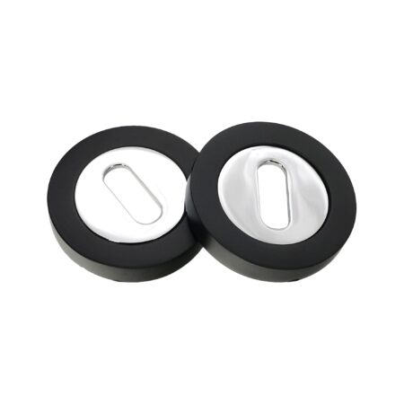 Spira Brass Oval Standard Escutcheon Black/Chrome - Polished Chrome - Image 2